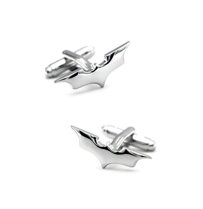 Black and Silver Metal Bat Shaped Cufflinks-Guiding Lights Boutique