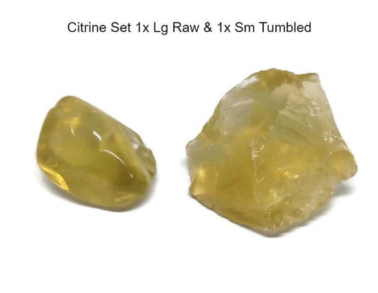 Citrine Natural Crystal Raw, Rough, Tumbled or a Set of Both Joy, Abundance and Light-Guiding Lights Boutique