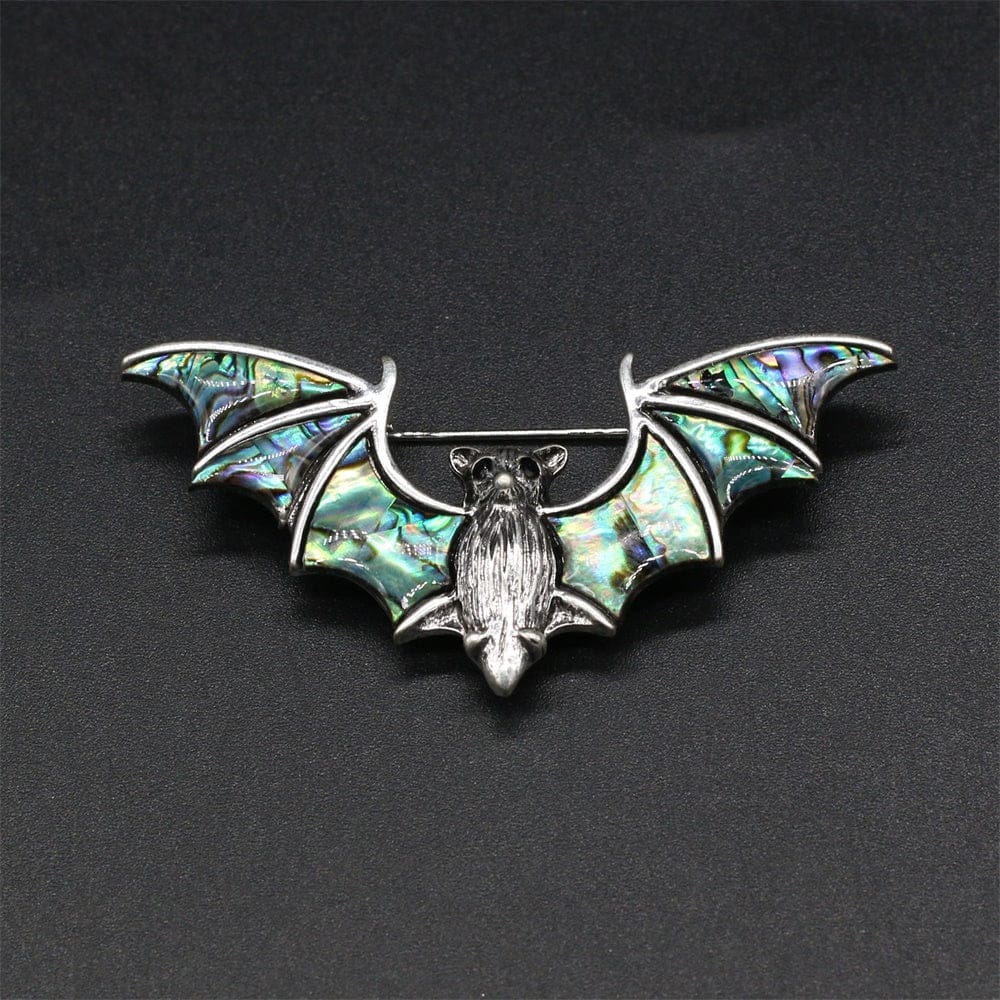real abalone shell bat pin wings open