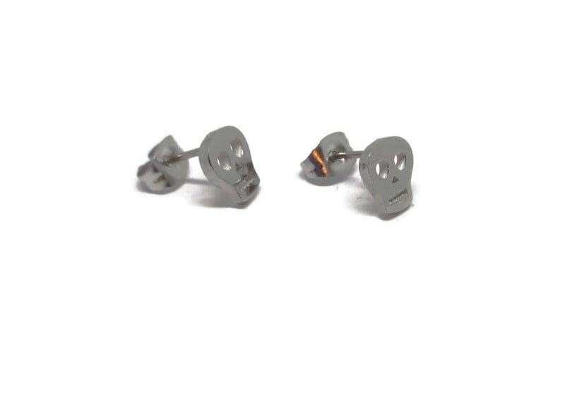 Skull Earrings Stainless Steel No Nickle Hypoallergenic Studs - Guiding Lights Boutique