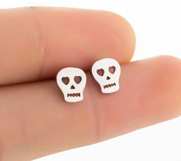 Skull Earrings Stainless Steel No Nickle Hypoallergenic Studs - Guiding Lights Boutique