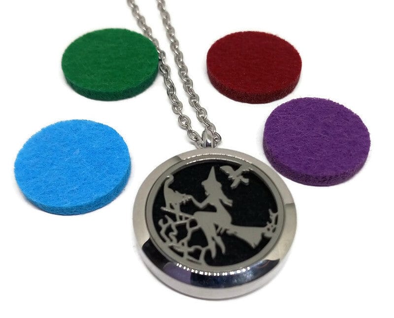 Halloween Aromatherapy Oil Diffuser Witch Necklace- Guiding Lights Boutique