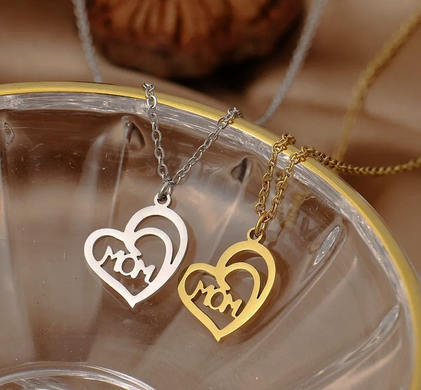 Mom's Heart Stainless Steel Necklace Gifts for Mom-gold or silver -Guiding Lights Boutique