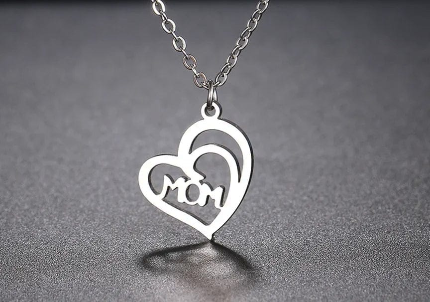 Silver- Mom's Heart Stainless Steel Necklace Gifts for Mom-gold or silver -Guiding Lights Boutique