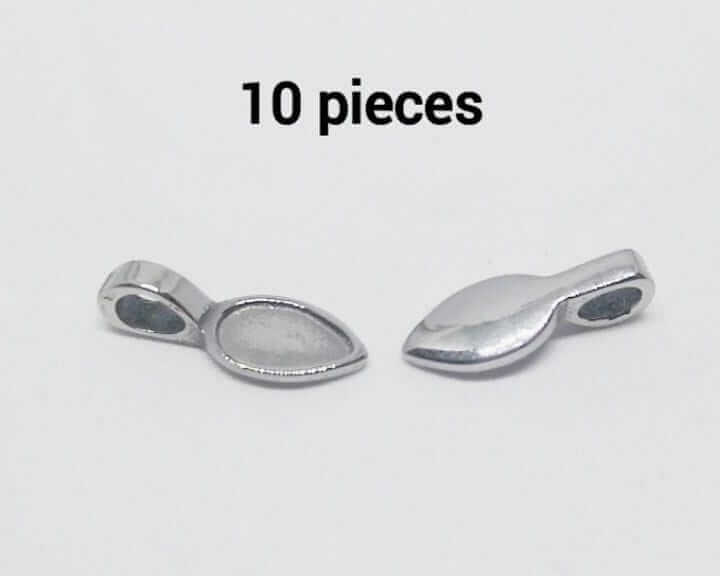 10pcs Teardrop Stainless Steel Glue on Bails Findings Jewelry Making - Guiding Lights Boutique