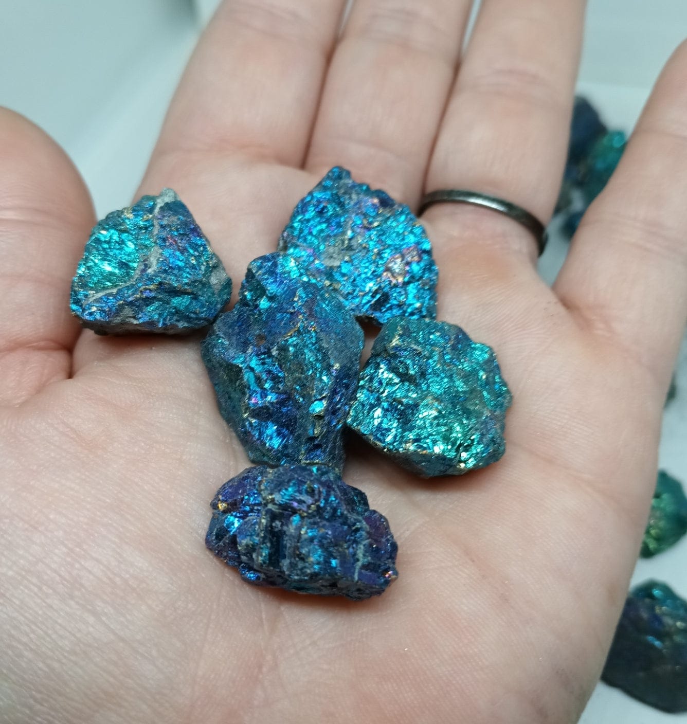  Peacock Ore 2 pcs Bright Blue, Purple and Teal Chalcopyrite Bornite Crystal- Guiding Lights Boutique