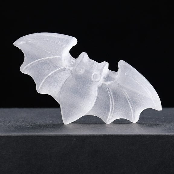 Bat shape natural selenite carved crystal- Guiding Lights Boutique 