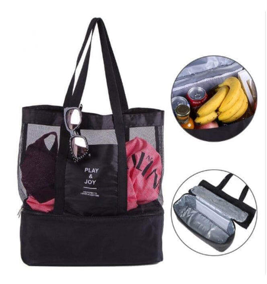 2 in 1 XL Mesh Beach Bag with Attached Insulated Cooler for Picnic, Beach, Day Out with Family. - Guiding Lights Boutique