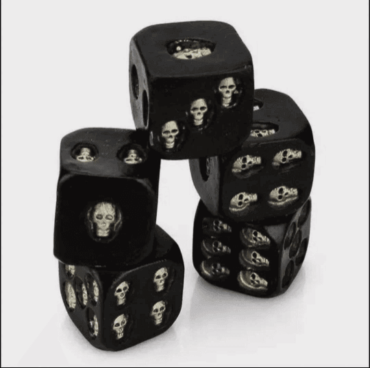 5-piece Skull Dice Set 3D Inlay Skull Color Silver, Gold, or Bone - Guiding Lights Boutique