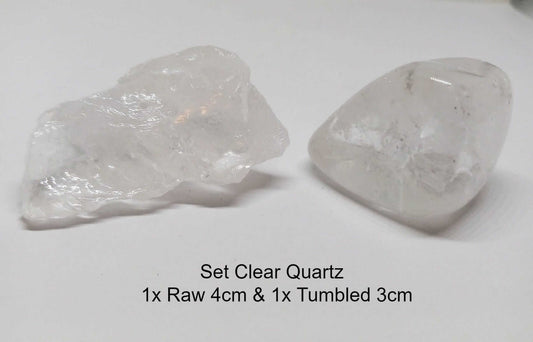 Clear Quartz Natural Raw Rough or Tumbled Spiritual Crystal Chunk Mined in Brazil or Set-Guiding Lights Boutique