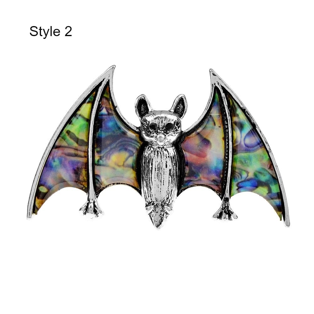 Real Abalone Shell Bat Brooch Colorful Wing Bat Pin - Guiding Lights Boutique
