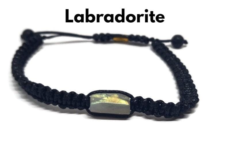 Adjustable Unisex Woven Natural Crystal Bracelets with Lava Beads. Multi Stone Options - Guiding Lights Boutique