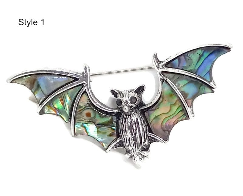Real Abalone Shell Bat Brooch Colorful Wing Bat Pin - Guiding Lights Boutique