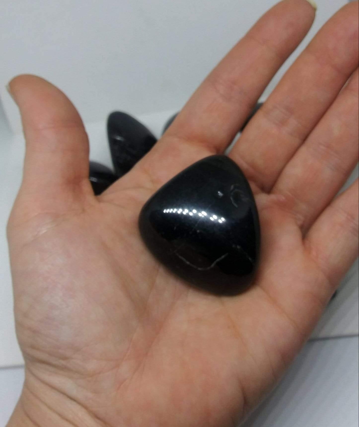 Black Onyx Natural Madagascar Mined tumbled with info card - Guiding Lights Boutique