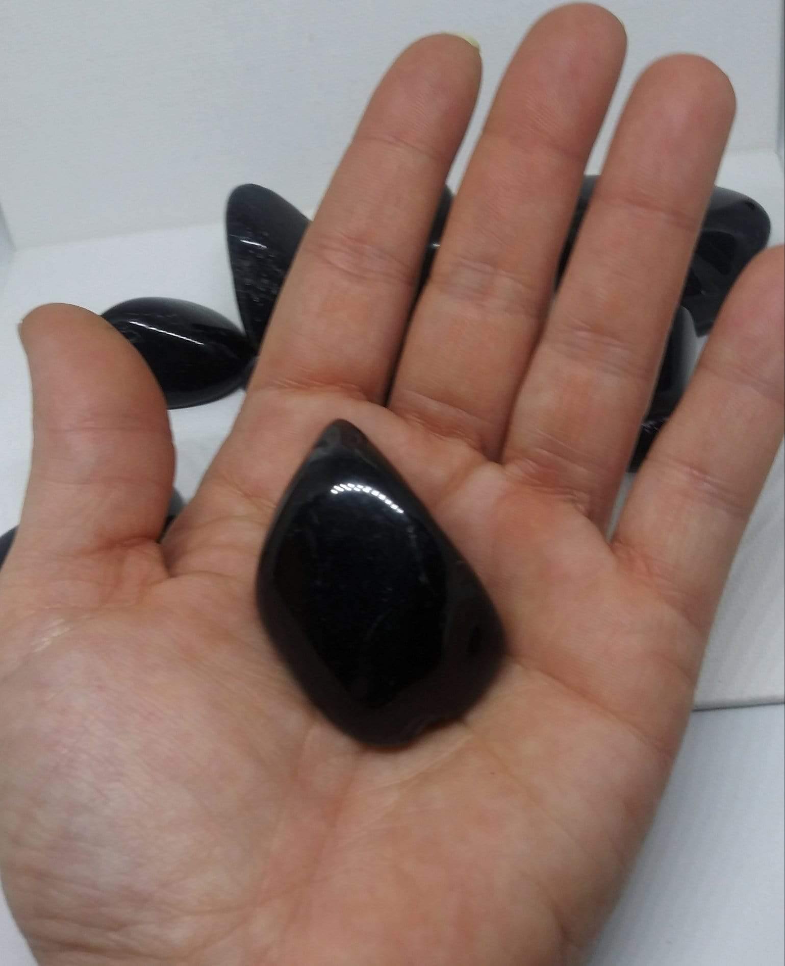 Black Onyx Natural Madagascar Mined tumbled with info card - Guiding Lights Boutique