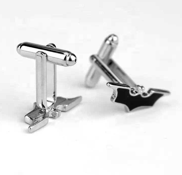 Black and Silver Metal Bat Shaped Cufflinks-Guiding Lights Boutique