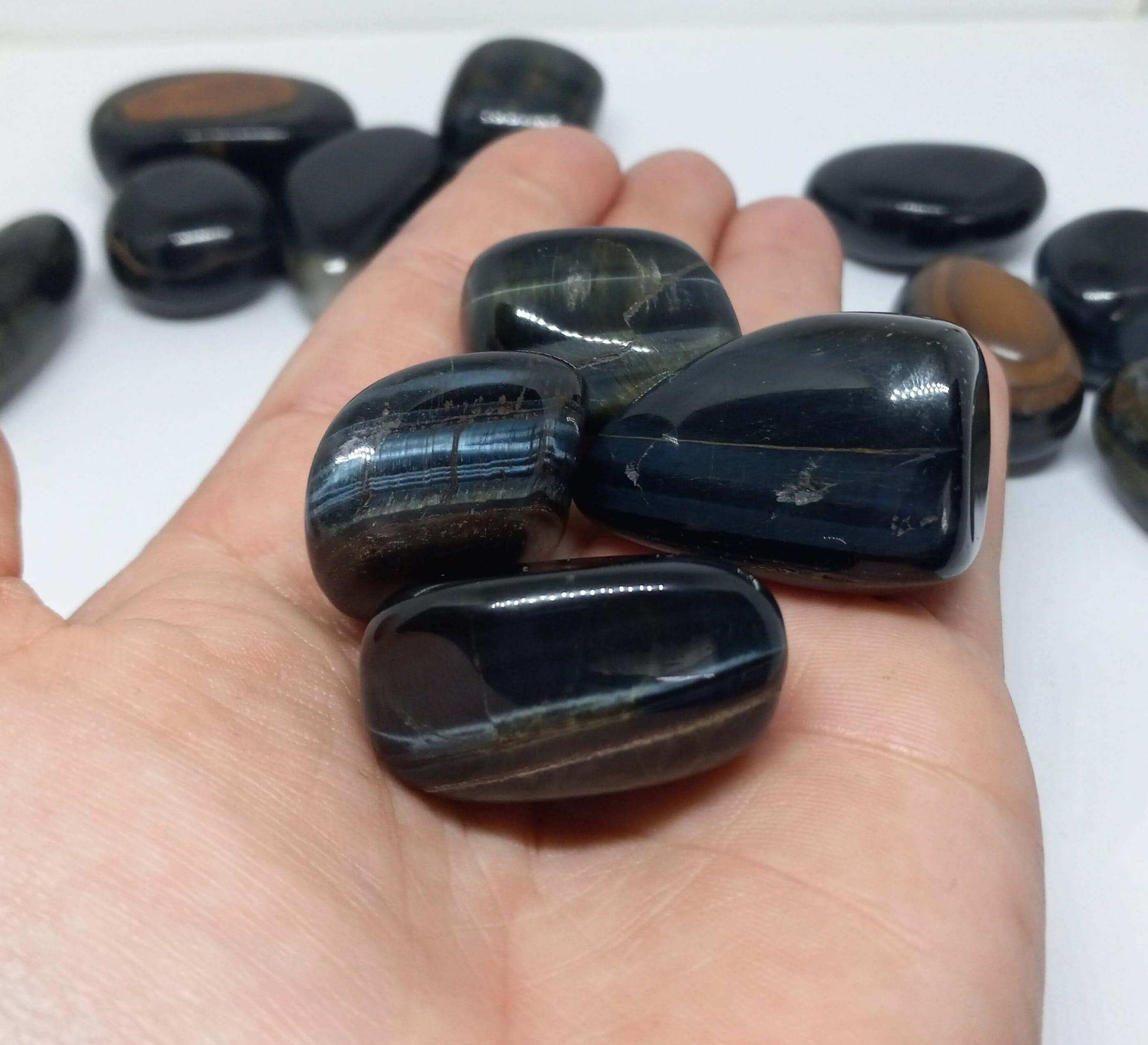 Blue Tiger Eye Tumbled Natural Balance, Confidence - Guiding Lights Boutique