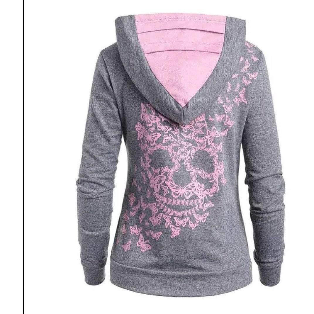 Butterfly Skull Pullover Hoodie Women's Hooded Long Sleeve Shirt $ 19.99 - Guiding Lights Boutique