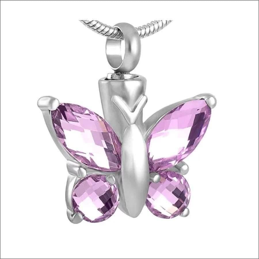 Butterfly Urn Necklace Stainless Steel with Crystal wings - Guiding Lights Boutique