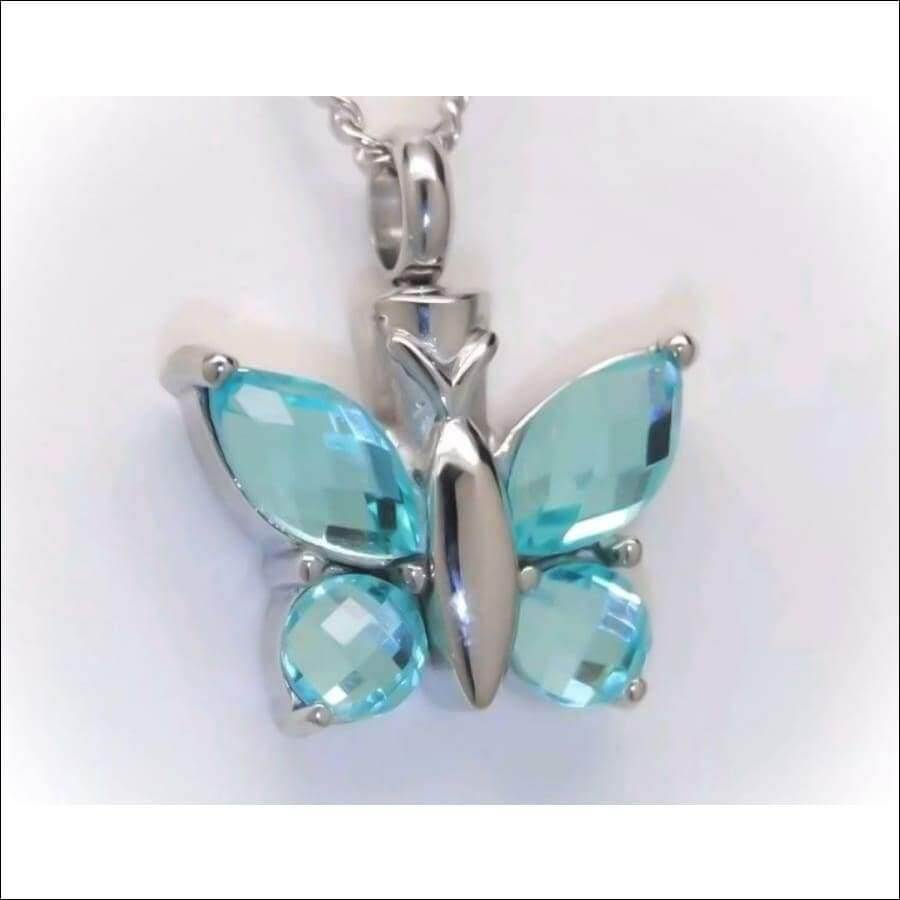 Butterfly Urn Necklace Stainless Steel with Crystal wings - Guiding Lights Boutique