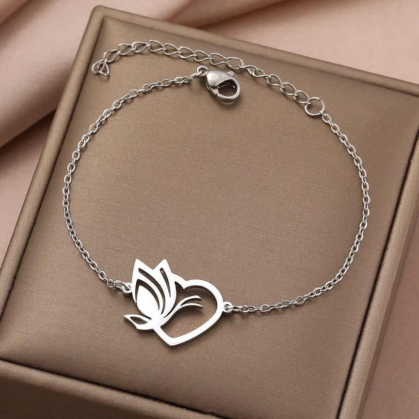 butterfly heart silver bracelet