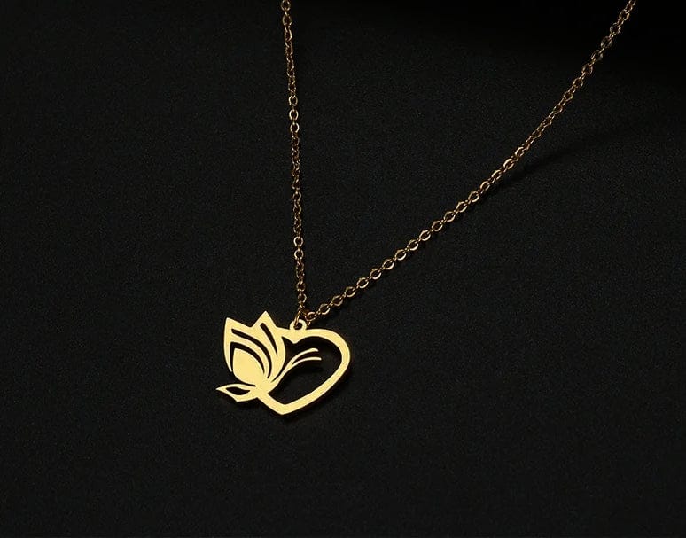 butterfly heart necklace gold