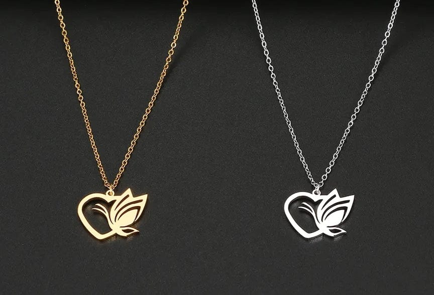 silver and gold butterfly heart necklaces - Guiding Lights Boutique