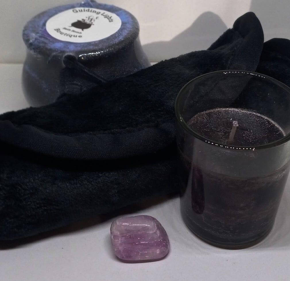 Cauldron Bath Bomb Set with Make-up Eraser Towel, Candle and Natural Crystal - Guiding Lights Boutique