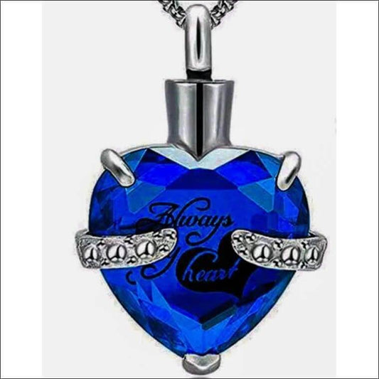 Dark Blue Crystal Memorial Urn Necklace - Guiding Lights Boutique