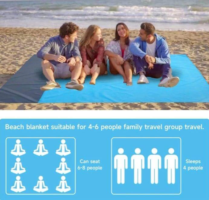 Extra-Large Beach Mat Picnic Blanket Sand Free Waterproof & Compact 210 cm x 200 cm - Guiding Lights Boutique