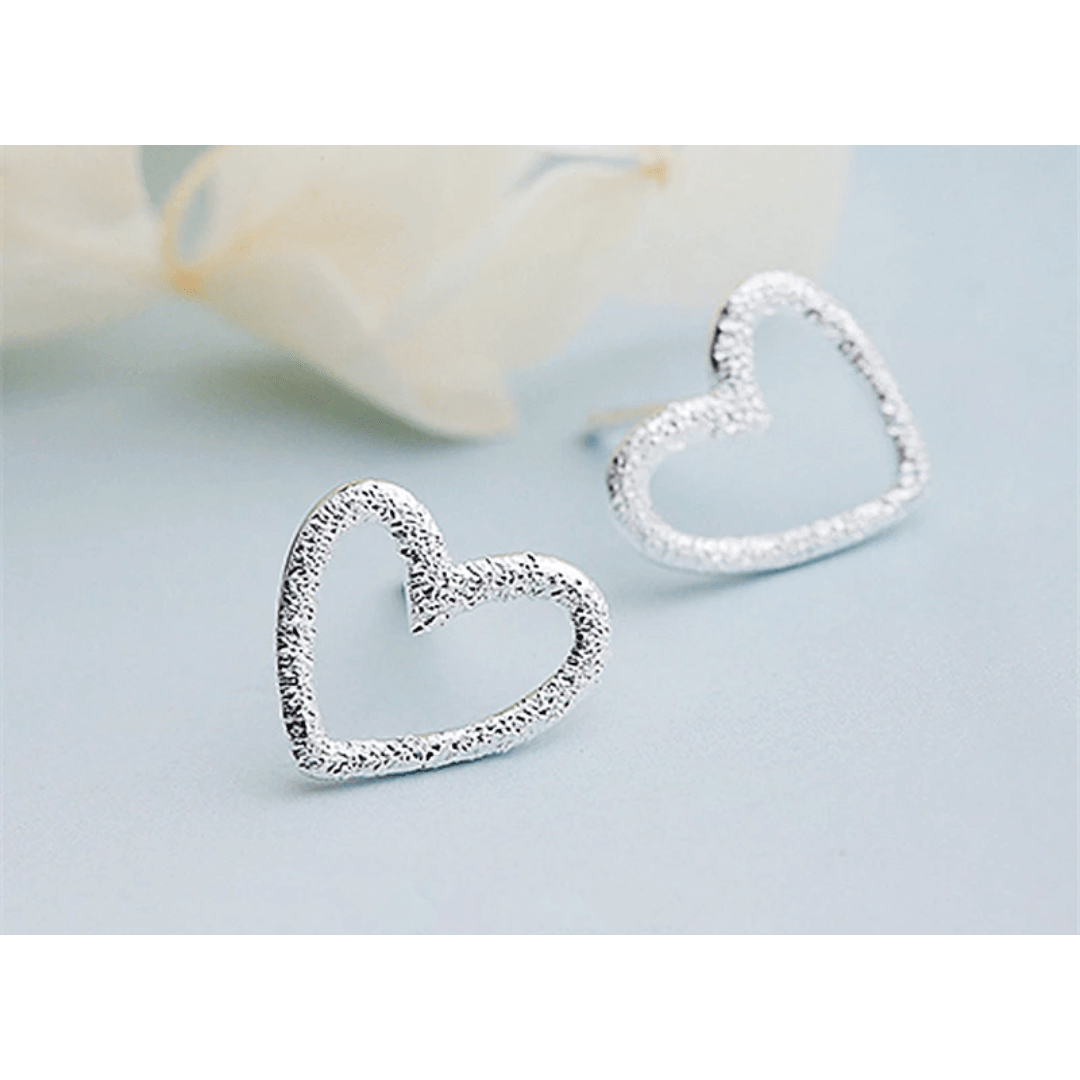 Genuine Sterling Silver Heart Post Earrings .925 - Guiding Lights Boutique