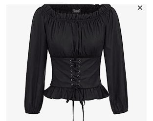 Gothic Lace-up Front Vintage Steampunk Off Sholder Renaissance Corset Blouse - Guiding Lights Boutique
