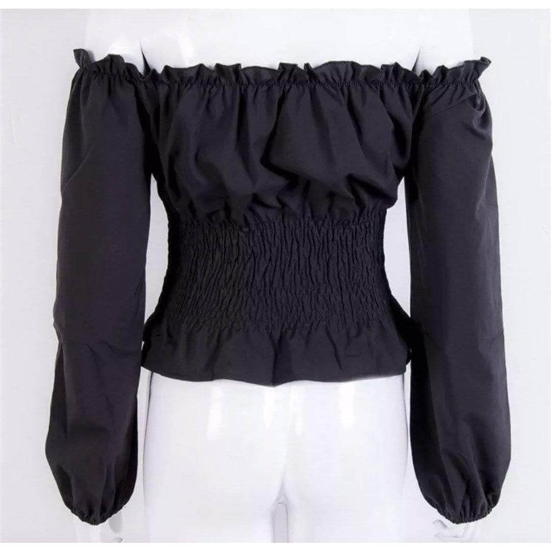 Gothic Lace-up Front Vintage Steampunk Off Sholder Renaissance Corset Blouse - Guiding Lights Boutique