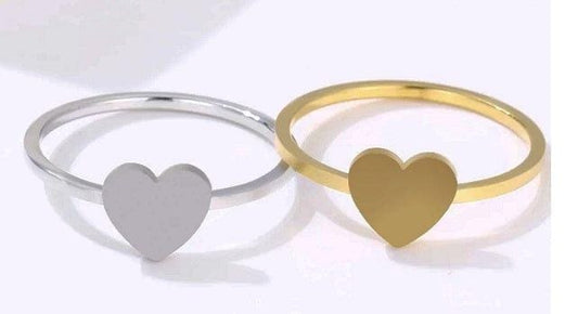 Heart Rings No Tarnish Stainless Steel Polished in Gold or Silver Minimalist Style - Guiding Lights Boutique