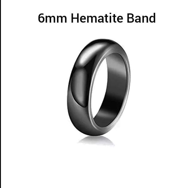 Hematite Rings 6mm Band Grounding, Balance, Positivity and Protection w/ Informational Card - Guiding Lights Boutique