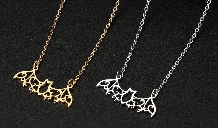 Lasor cut, top-quality Stainless-steel Bat Necklace Gold or Silver - Guiding Lights Boutique