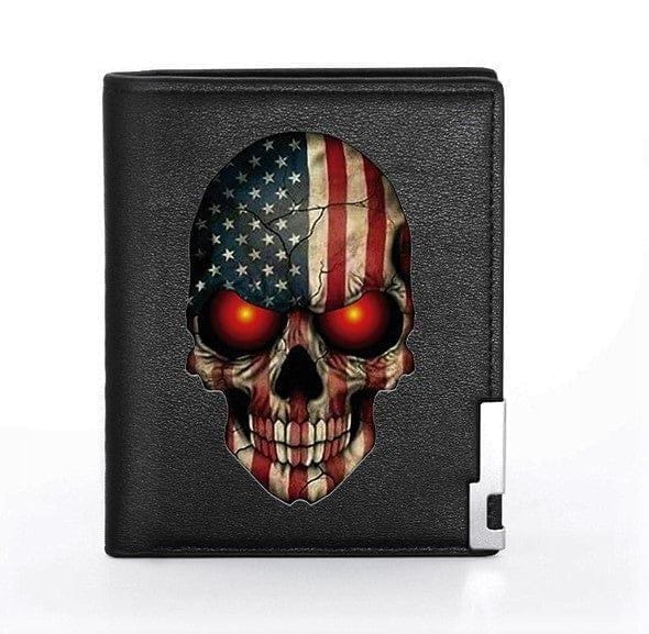 Men's Skull Wallet's Black Pu Leather Slim Billfold Slim - Guiding Lights Boutique