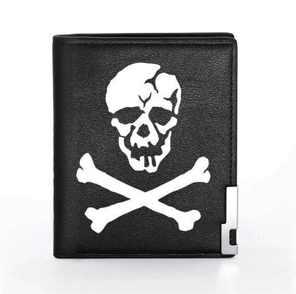 Men's Skull Wallet's Black Pu Leather Slim Billfold Slim - Guiding Lights Boutique