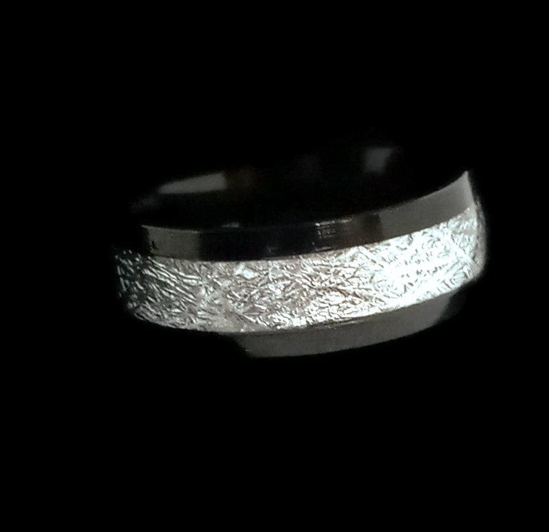 Tungsten Meteorite Pattern Ring in Blue, Black, Silver Tungsten Carbide Ring- Guiding Lights Boutique