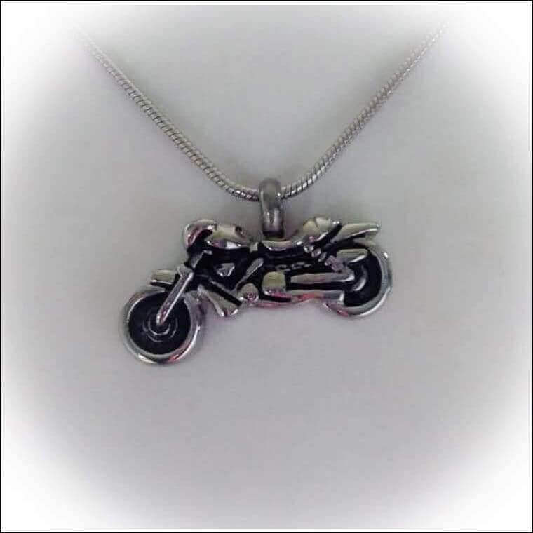 Motorcycle Memorial Urn Stainless Steel Necklace - Guiding Lights Boutique