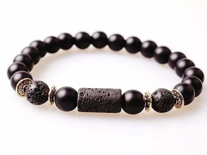 Natural Lava Rock and Black Onyx Energy Work Bead Bracelet On Sale - Guiding Lights Boutique