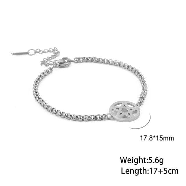 Pentacle Bracelets Stainless Steel Pentagram Bracelet in Gold or Silver - Guiding Lights Boutique