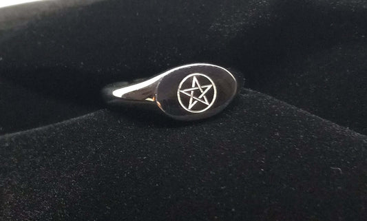 Pentagram Engraved Pentacle Star High Polished Stainless Steel Limited Edition Ring - Guiding Lights Boutique