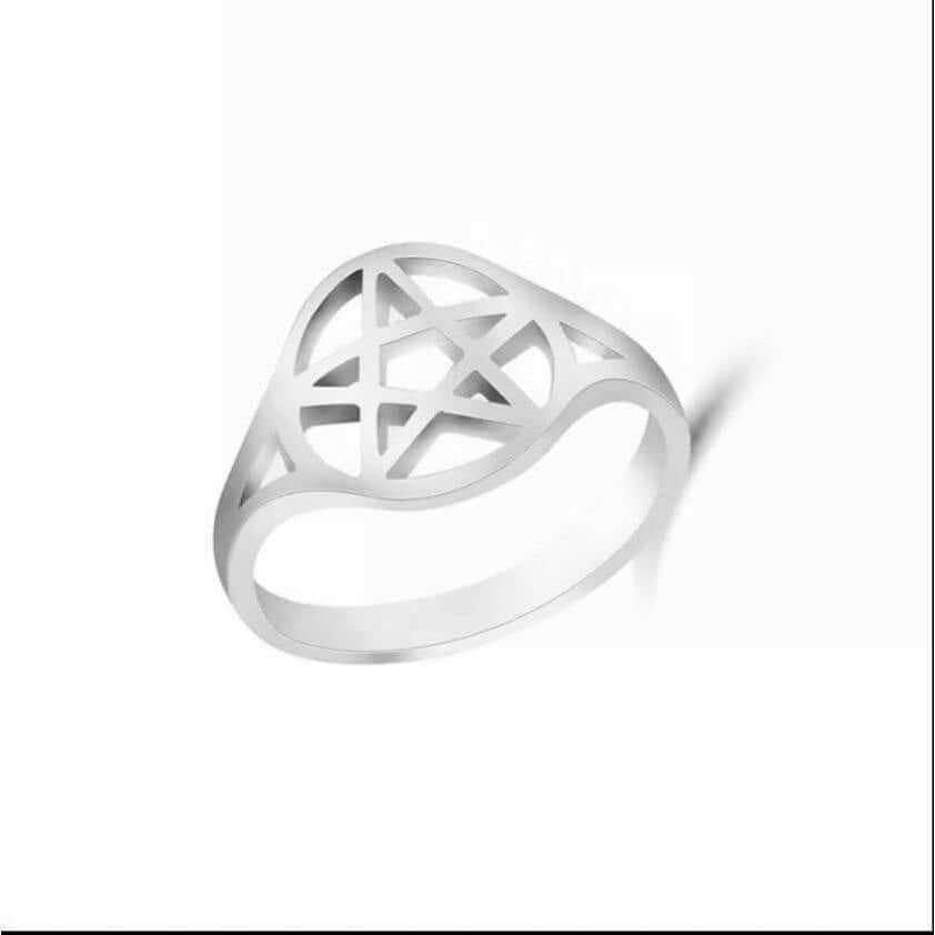 Pentagram Pentacle Star Stainless Steel Ring Nickel Free No Tarnish - Guiding Lights Boutique