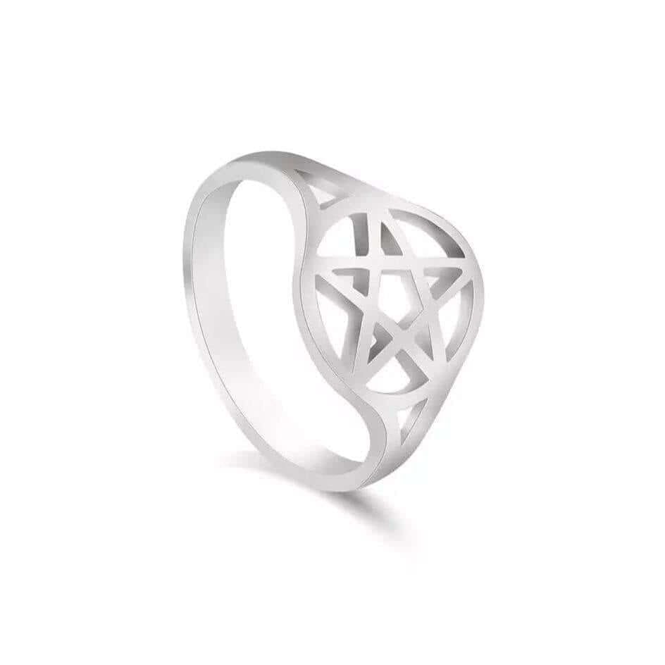Pentagram Pentacle Star Stainless Steel Ring Nickel Free No Tarnish - Guiding Lights Boutique