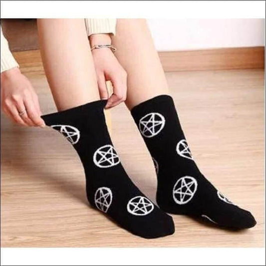 Pentagram Socks Black and White Very Comfortable High Quality 8.00 - Guiding Lights Boutique