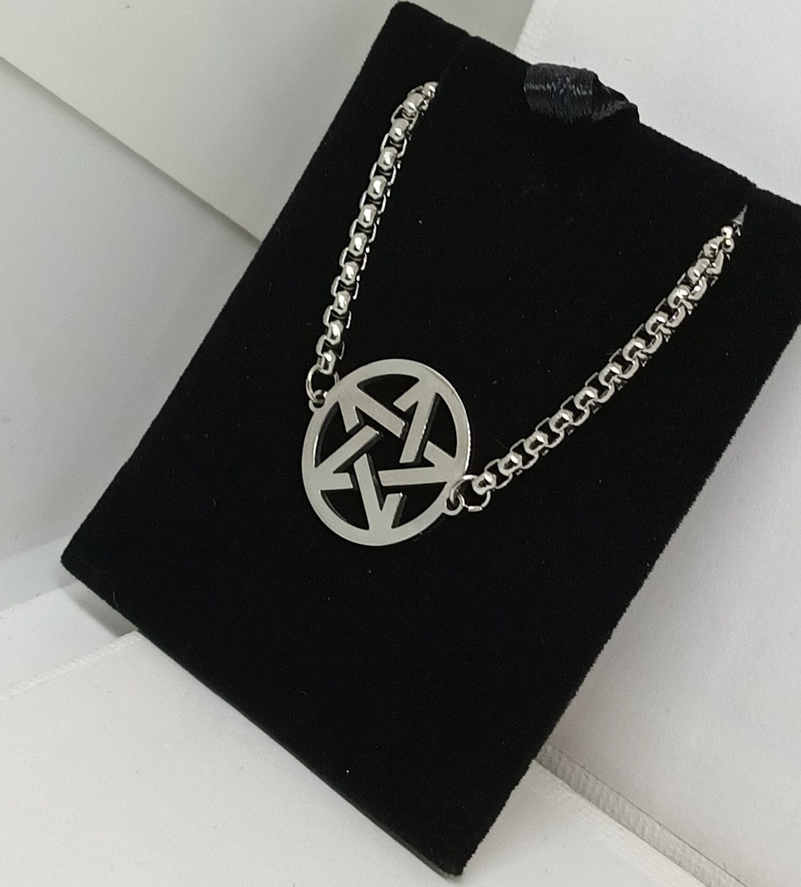 Silver Intertwined Pentagram Protection Pentacle Bracelet Stainless steel- Guiding Lights Boutique