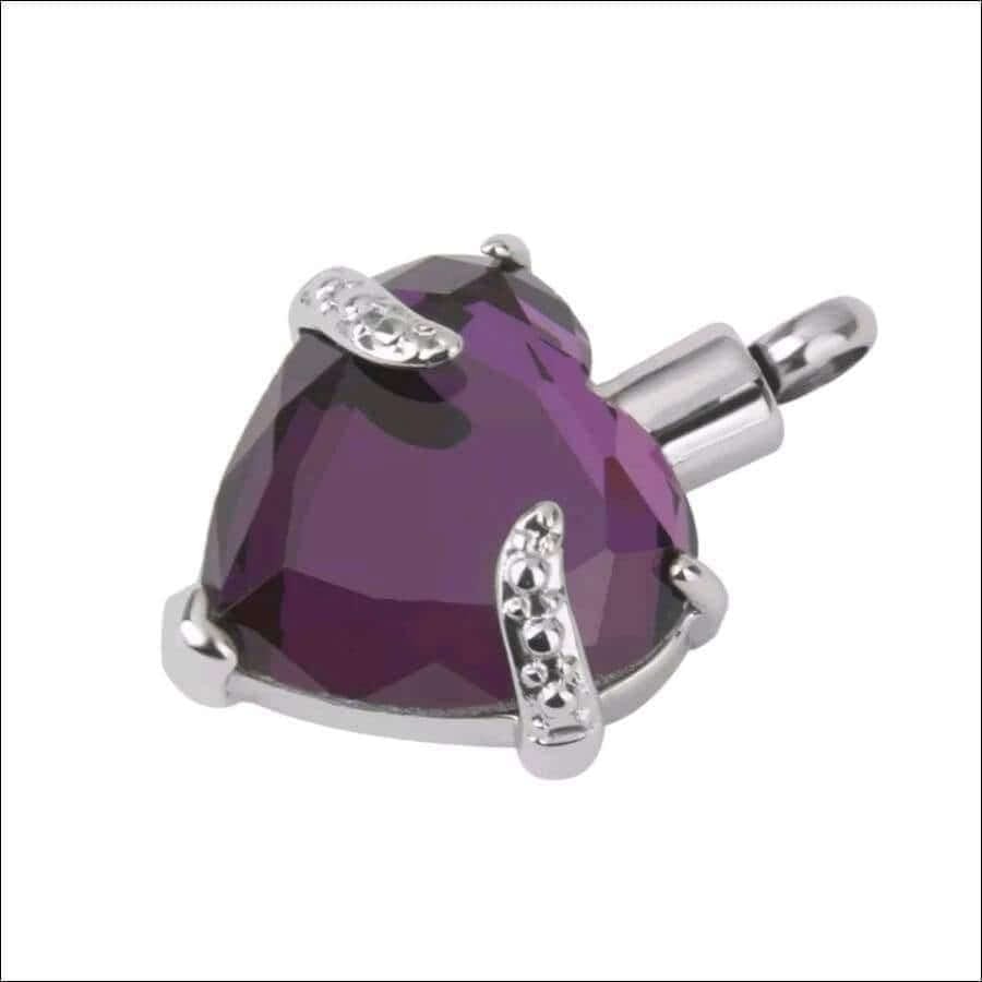 Purple Memorial Crystal Heart Urn Necklace - Guiding Lights Boutique