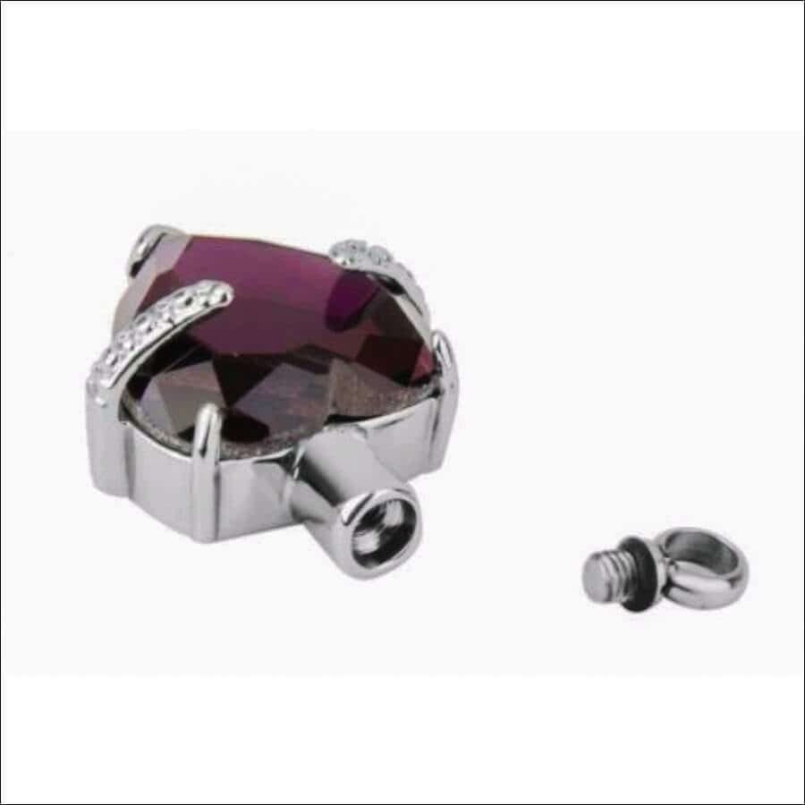 Purple Memorial Crystal Heart Urn Necklace - Guiding Lights Boutique
