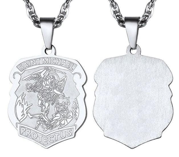 Saint Michael Catholic Archangel Shield of Protection Stainless Steel Necklace - Guiding Lights Boutique